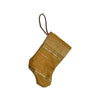 Orange Green and Gold Stripes - Handmade Mini Stocking from Fortuny Fabric - Malmaison Ornament B. Viz Design C 