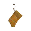 Orange Green and Gold Stripes - Handmade Mini Stocking from Fortuny Fabric - Malmaison Ornament B. Viz Design D 