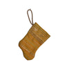 Orange Green and Gold Stripes - Handmade Mini Stocking from Fortuny Fabric - Malmaison Ornament B. Viz Design E 
