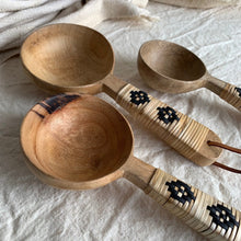 Wood Scoops with Rattan Wrapped Handle | Set of 3